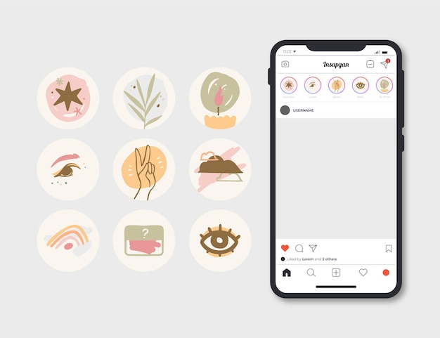 Abstract hand drawn instagram highlights