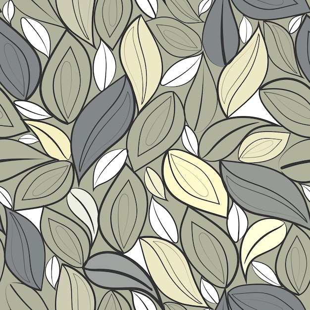 Vector abstract hand drawn leafoutline vector seamless backround pattern for graphic and fashion