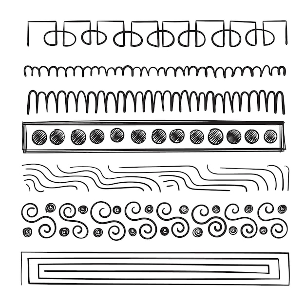 Abstract hand-drawn lines pack in different styles. Perfect for decoration and ornaments.