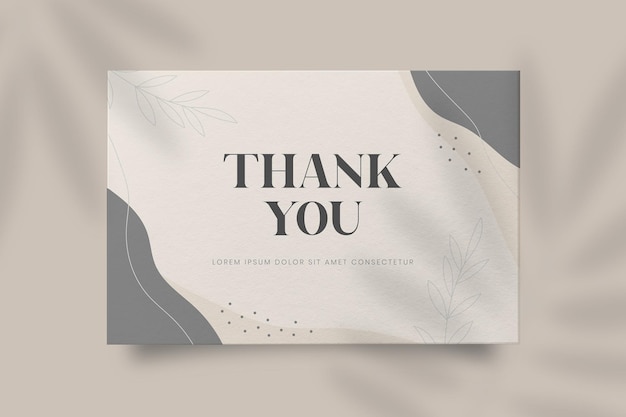 Vector abstract hand drawn organic shape with editable text wedding thank you card template