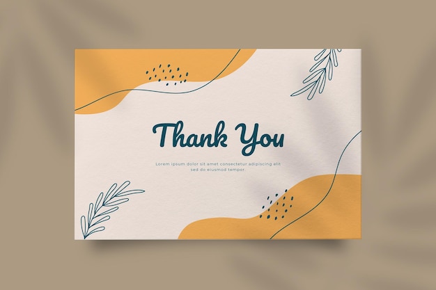 Vector abstract hand drawn organic shape with editable text wedding thank you card template