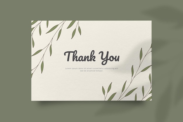 Vector abstract hand drawn organic shape with editable text wedding thank you card template