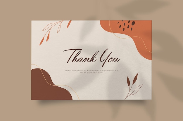 Vector abstract hand drawn organic shape with editable text wedding thank you card template