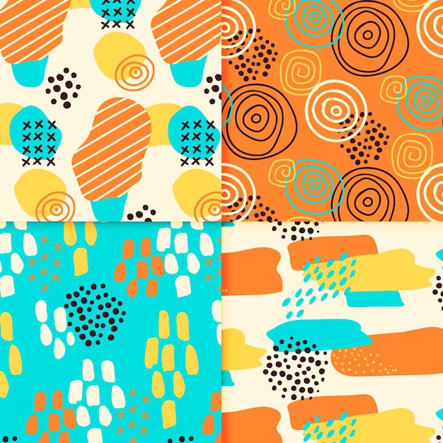 Vector abstract hand drawn pattern collection