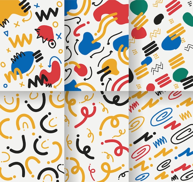 Abstract hand drawn pattern collection