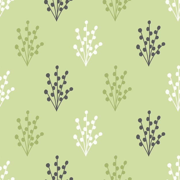 Abstract hand drawn plant seamless pattern