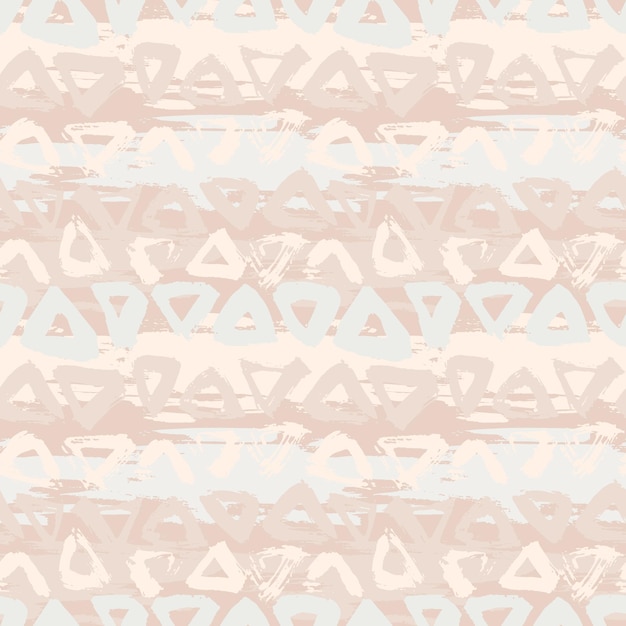 Abstract hand drawn seamless nude dry brush triangles pattern