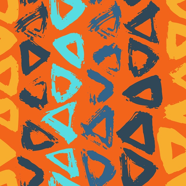 抽象的な手描きのシームレスなベクトル ドライブラシ三角形パターン