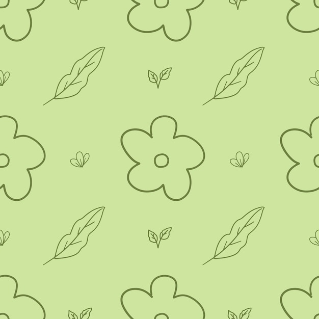 Vector abstract hand drawn simple flower pattern seamless background