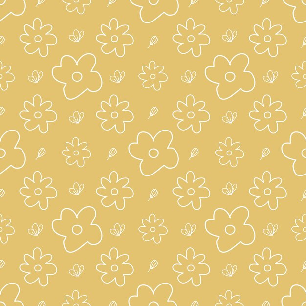 Abstract hand drawn simple flower pattern seamless background