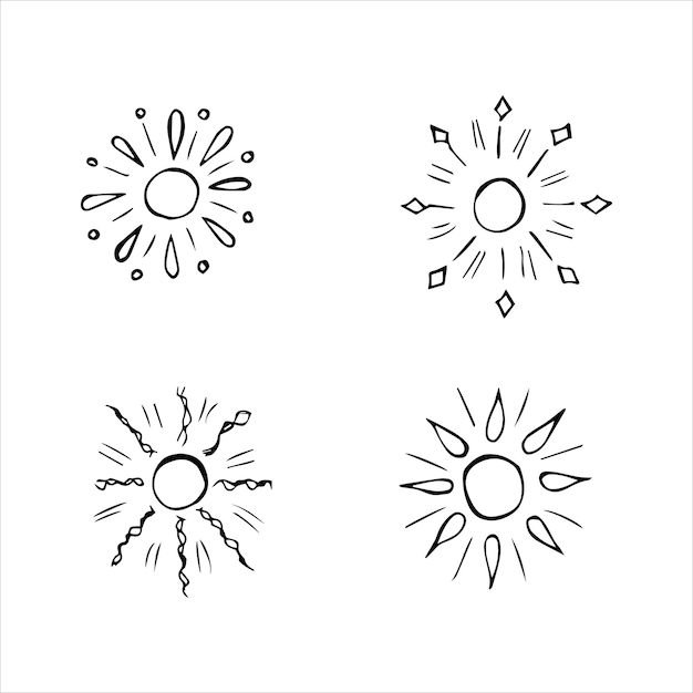 ベクトル 落書きスタイルの抽象的な手描きの太陽や星