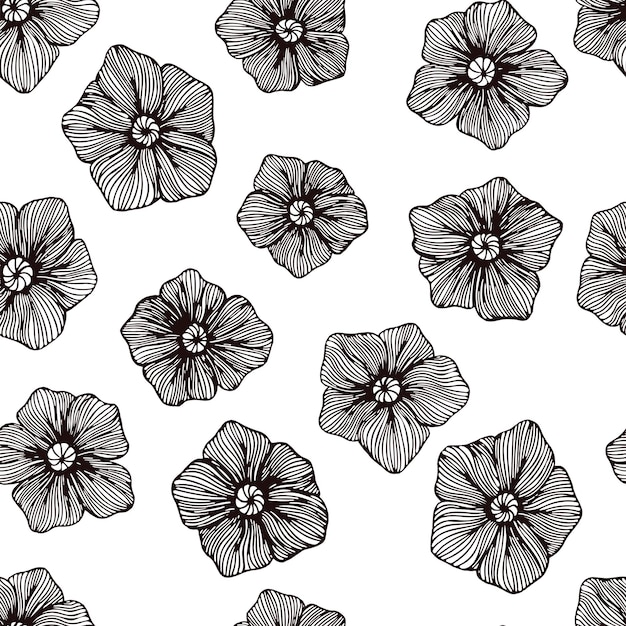 Abstract hand drawn vector floral seamless pattern.
