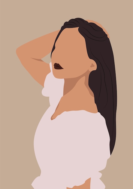 Vector abstract hand drawn woman portrait graphic contemporary art fashion illustrations