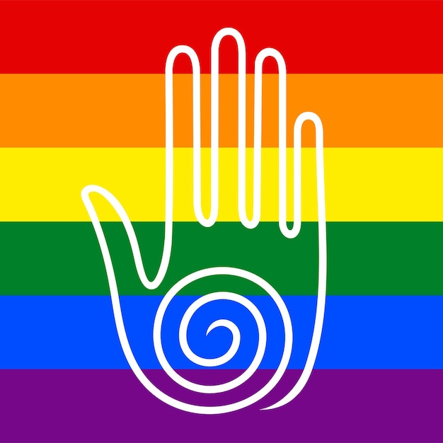 Abstract hand on rainbow background. LGBT Pride banner.