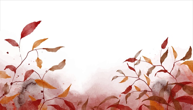 Abstract handdrawn watercolor autumn orange red brown background Vector illustration