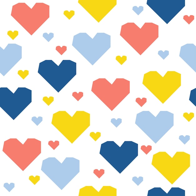 Abstract handmade heart seamless pattern background. childish handcrafted wallpaper for design wedding card, valentine's day invitation, love album, holiday wrapping paper, bag print, t shirt etc.