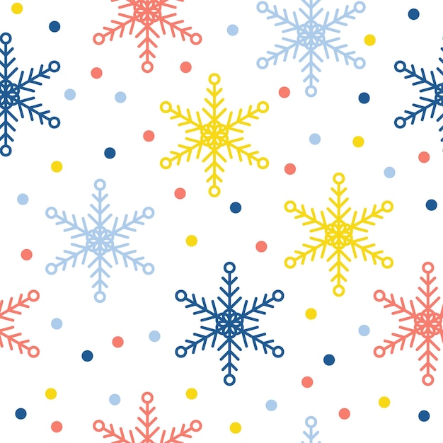 Abstract handmade snowflake seamless pattern background. Childish handcrafted snow wallpaper for design card, baby nappy, winter menu, holiday wrapping paper, bag print, t shirt etc.