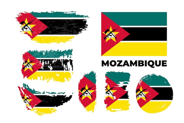 Абстрактный счастливый день независимости Мозамбика на фоне флага кисти