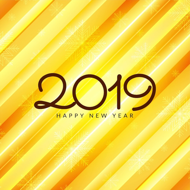 Abstract Happy New Year 2019 greeting yellow background