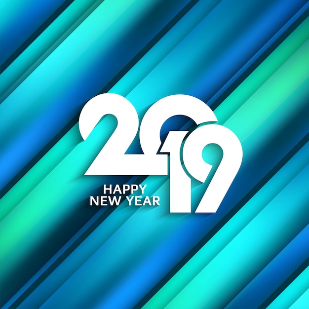 Abstract Happy New Year 2019 stylish glossy background