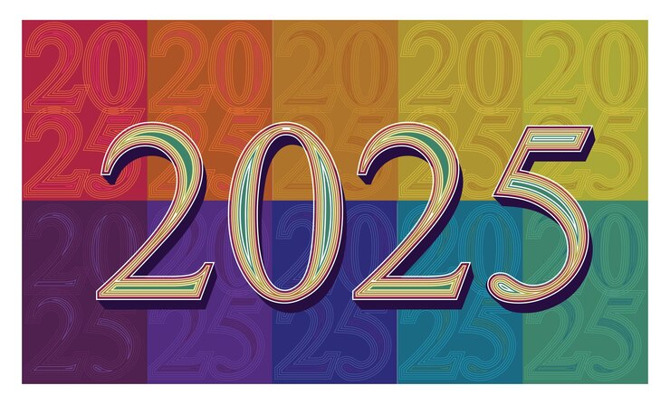 abstract Happy new year 2025 geometric pattern
