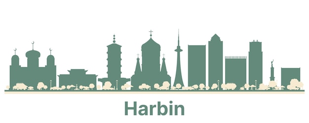 Orizzonte astratto della città di harbin cina con edifici di colore