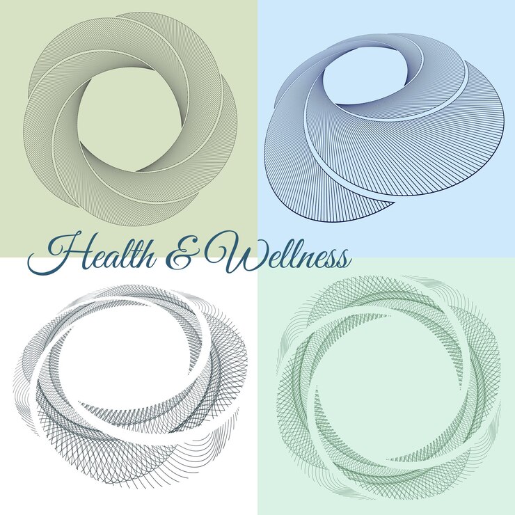 Vector abstract health and wellness design minimalist flowing shapes representing balance mindfulness vitality and holistic lifestyle for branding packaging meditation apps and wellness promotions