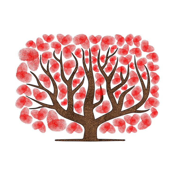 Vector abstract heart fingerprint tree silhouette square