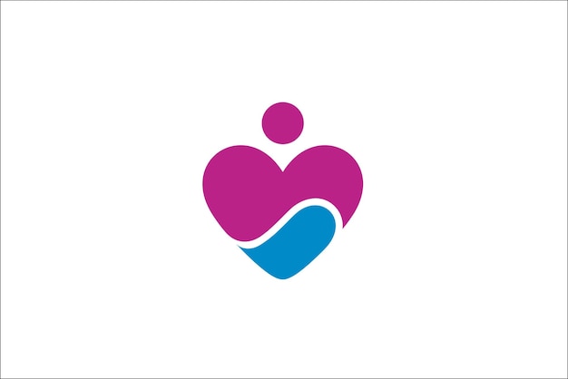 Vector abstract heart logo with people hand design