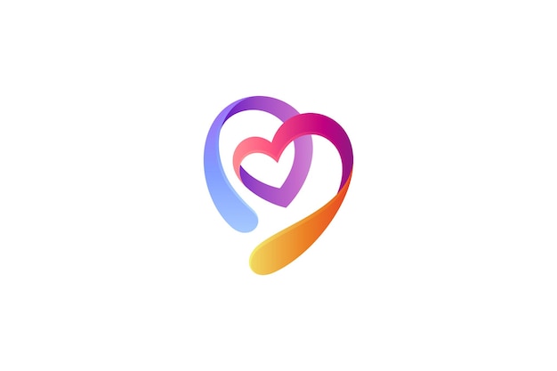 Abstract heart or love logo in multiple gradient color