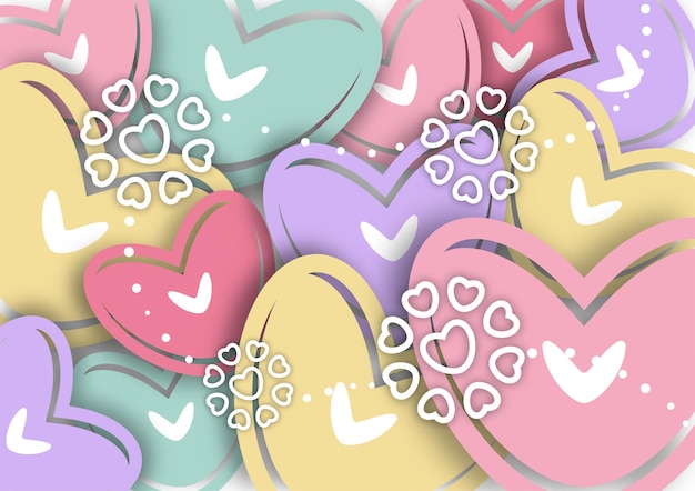 Abstract Heart shape pastel Paper Cutting Background Vector illustration