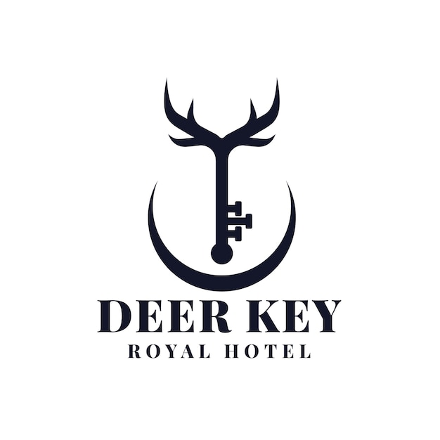 Abstract hert en sleutel met maansikkellogo luxe hotel en spa-logo