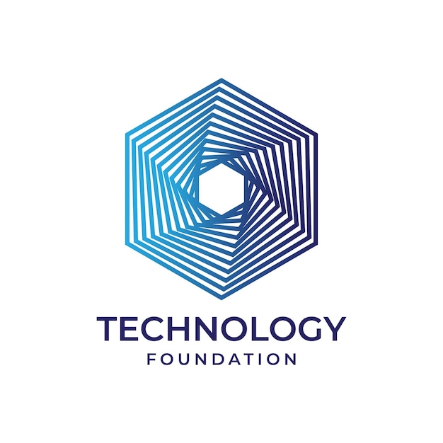 Abstract hexagon blend tech logo design