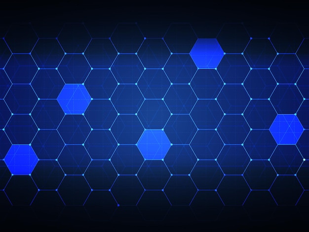 Vector abstract hexagon blue data future futuristic circuit technology background