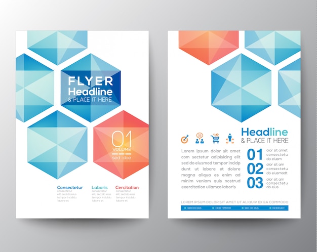 Abstract hexagon brochure flyer template