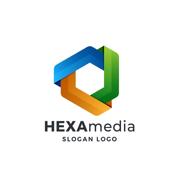 Abstract Hexagon Gradient Logo Vector Icon Illustration