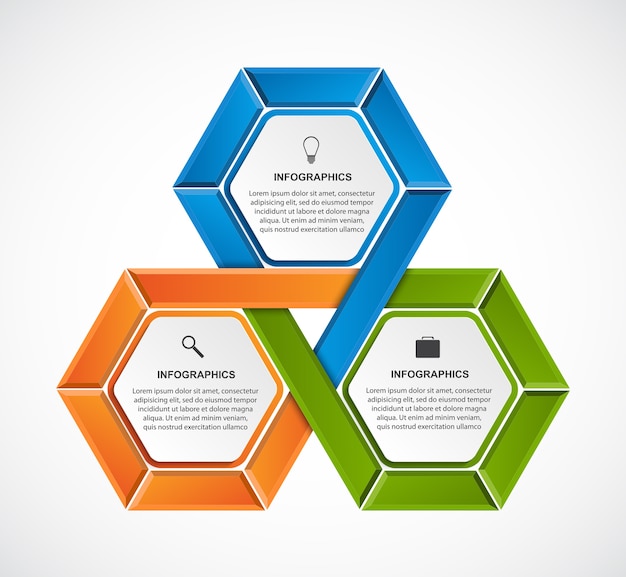 Modello astratto di infographics di esagono.