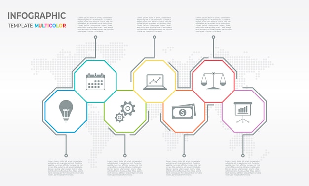 Abstract hexagon timeline infographic 6 options