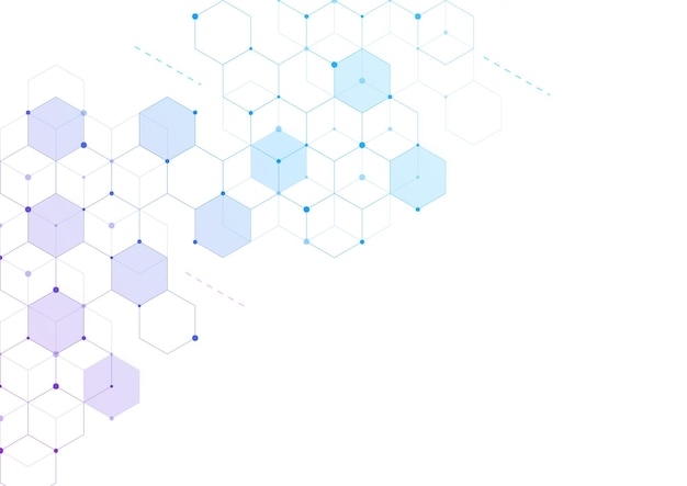 Strutture molecolari esagonali astratte in background tecnologico e stile scientifico design medico illustrazione vettoriale