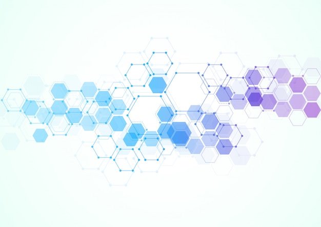 Vector abstract hexagonal molecular structures