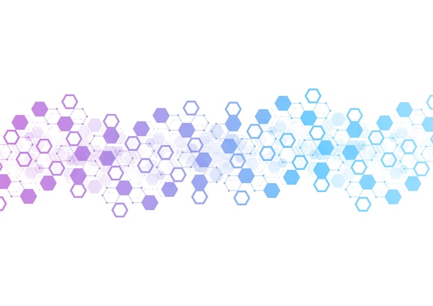 Vector abstract hexagonal molecular structures