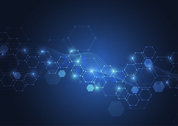 Abstract hexagonal molecular structures