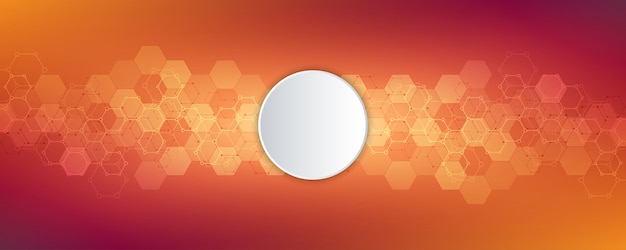 Abstract hexagons with blank circle background