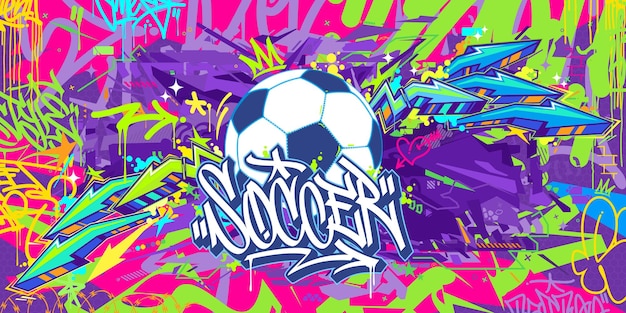 Vector abstract hip hop urban street art cool graffiti stijl voetbal of voetbal illustratie achtergrond