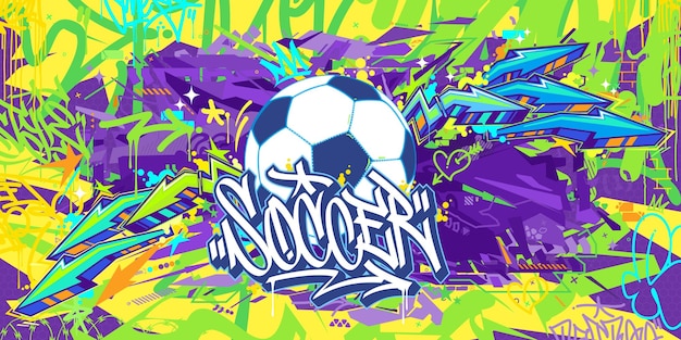 Абстрактный хип-хоп городской уличный искусство граффити стиль футбол или футбол иллюстрация фон