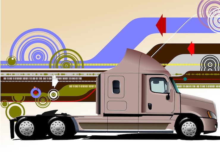 वेक्टर abstract hitech background with pink truck image vector illustration