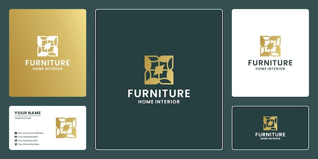 Abstract home furniture logo design with business card template