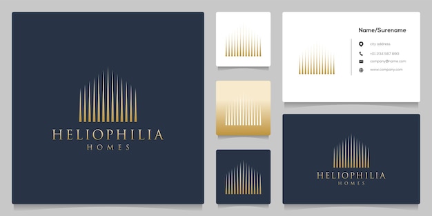 Abstract home line real estate luxurious logo design with business card