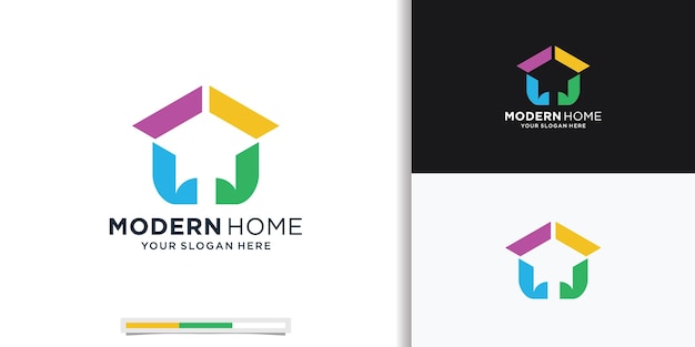 Вектор Абстрактный шаблон дизайна логотипа дома минимальный символ недвижимости с красочным вдохновением