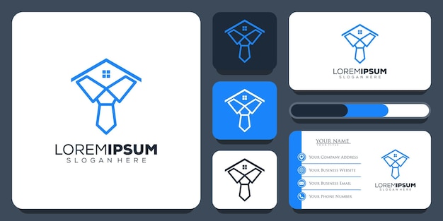 抽象的な家のネクタイのロゴのデザイン